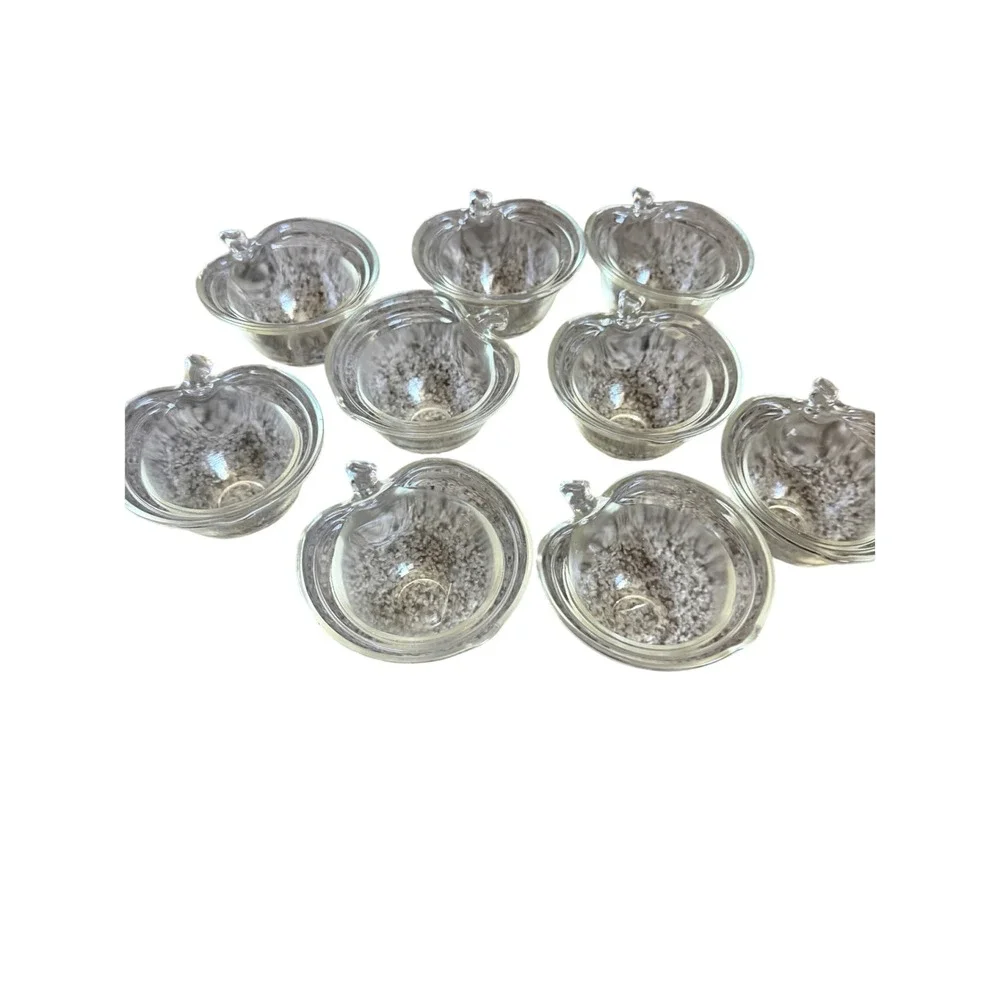 Vintage Federal Glass Apple Snack Set Plates Cups and Bowls Clear Glass 26 Piece